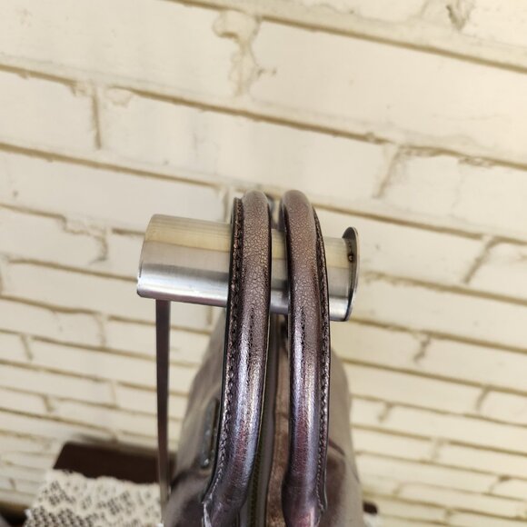 Like New Coach Madison Sophia In Metallic Pewter Shoulder Bag Handbag Purse - Picture 7 of 14